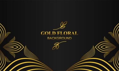 Çiçek ve yaprak süsü olan zarif altın bir arkaplan.