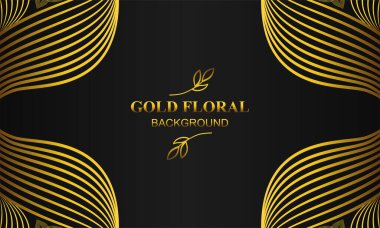 Çiçek ve yaprak süsü olan zarif altın bir arkaplan.