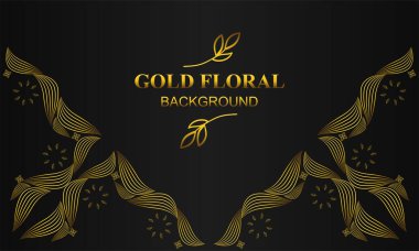 Çiçek ve yaprak süsü olan zarif altın bir arkaplan.