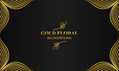 Çiçek ve yaprak süsü olan zarif altın bir arkaplan.