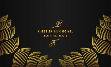 Çiçek ve yaprak süsü olan zarif altın bir arkaplan.