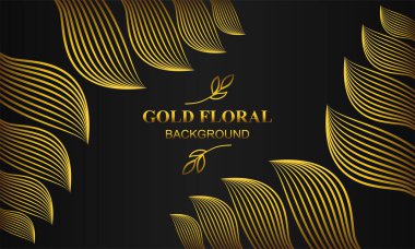 Çiçek ve yaprak süsü olan zarif altın bir arkaplan.