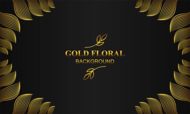 Çiçek ve yaprak süsü olan zarif altın bir arkaplan.