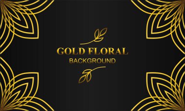 Çiçek ve yaprak süsü olan zarif altın bir arkaplan.