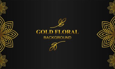 Çiçek ve yaprak süsü olan zarif altın bir arkaplan.