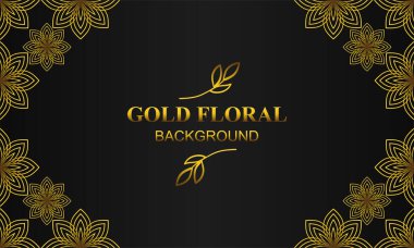 Çiçek ve yaprak süsü olan zarif altın bir arkaplan.