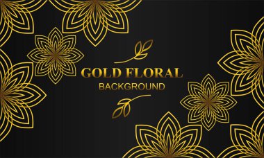Çiçek ve yaprak süsü olan zarif altın bir arkaplan.