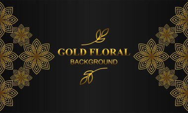 Çiçek ve yaprak süsü olan zarif altın bir arkaplan.