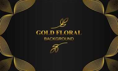 Çiçek ve yaprak süsü olan zarif altın bir arkaplan.