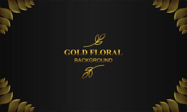Çiçek ve yaprak süsü olan zarif altın bir arkaplan.