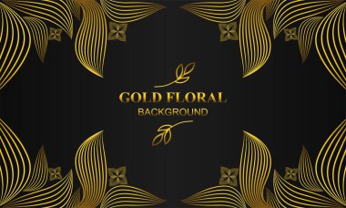 Çiçek ve yaprak süslemeli kaliteli altın çiçekli arkaplan.