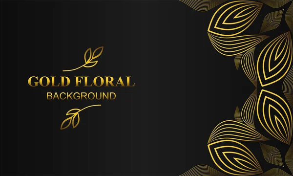 Fundo Floral Ouro Bonito Com Ornamento Floral Flor Folha — Vetor de Stock