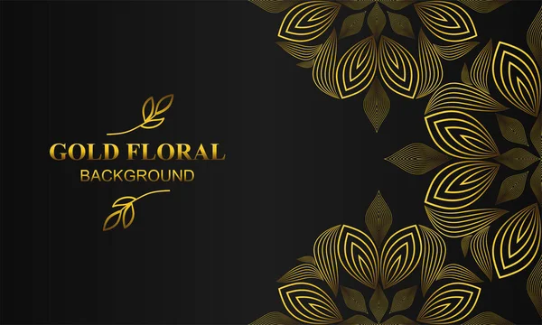 Beau Fond Floral Doré Avec Ornement Floral Floral Feuillu — Image vectorielle