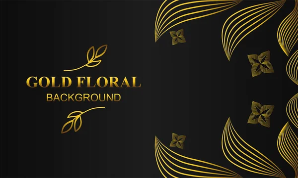 Schöne Gold Floralen Hintergrund Mit Floralen Blume Und Blatt Ornament — Stockvektor