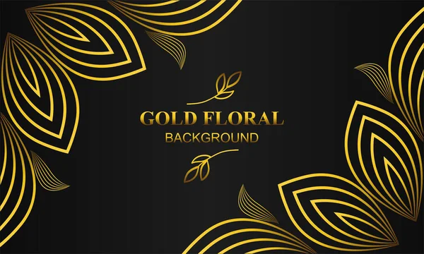 Όμορφο Χρυσό Floral Φόντο Floral Λουλούδι Και Στολίδι Φύλλων — Διανυσματικό Αρχείο