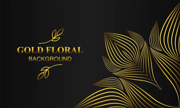 Hermoso Fondo Floral Oro Elegante Con Adorno Floral Hojas — Vector de stock