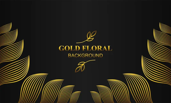 Vacker Elegant Guld Blommig Bakgrund Med Blommor Och Blad Prydnad — Stock vektor