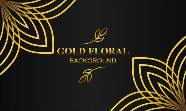 Vacker Elegant Guld Blommig Bakgrund Med Blommor Och Blad Prydnad — Stock vektor