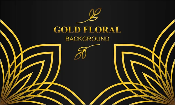 Bonito Elegante Fundo Floral Ouro Com Ornamento Floral Folha — Vetor de Stock
