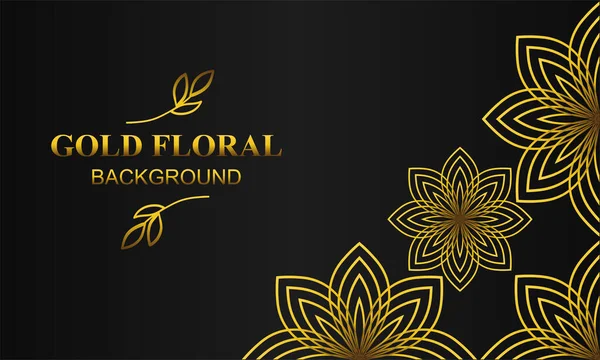 Bonito Elegante Fundo Floral Ouro Com Ornamento Floral Folha — Vetor de Stock