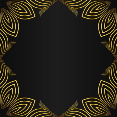 Siyah arkaplanda zarif altın çiçekli çerçeve tasarımı