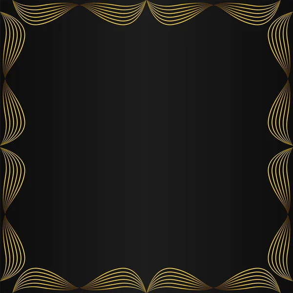 Siyah Arkaplanda Zarif Altın Çerçeve Sınır Dekorasyonu Tasarımı — Stok Vektör