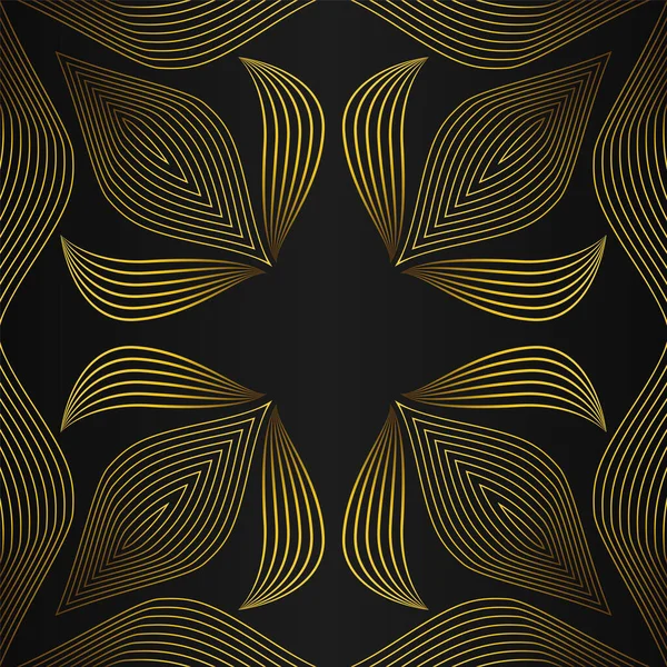 Элегантный Золотой Цветочный Каркас Дизайн Украшения Границы Черном Фоне — стоковый вектор