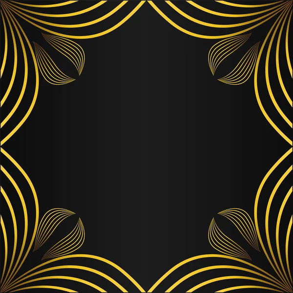 Elegancki Złoty Kwiatowy Design Dekoracji Ramki Czarnym Tle — Wektor stockowy