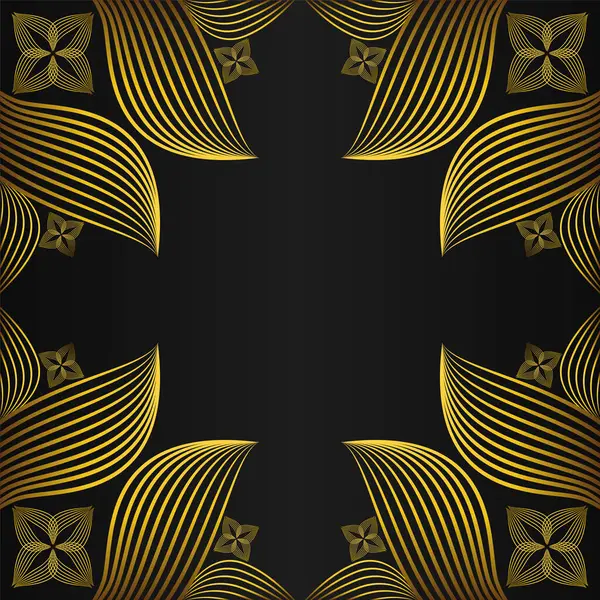 黑色背景的典雅金花框装饰设计 — 图库矢量图片