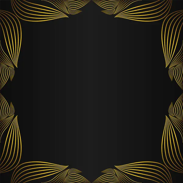 Elegant Gold Floral Frame Decoration Design Black Background — Stock Vector