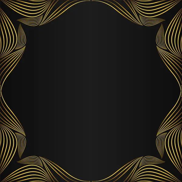 Elegant Gouden Bloemkader Decoratie Ontwerp Zwarte Achtergrond — Stockvector
