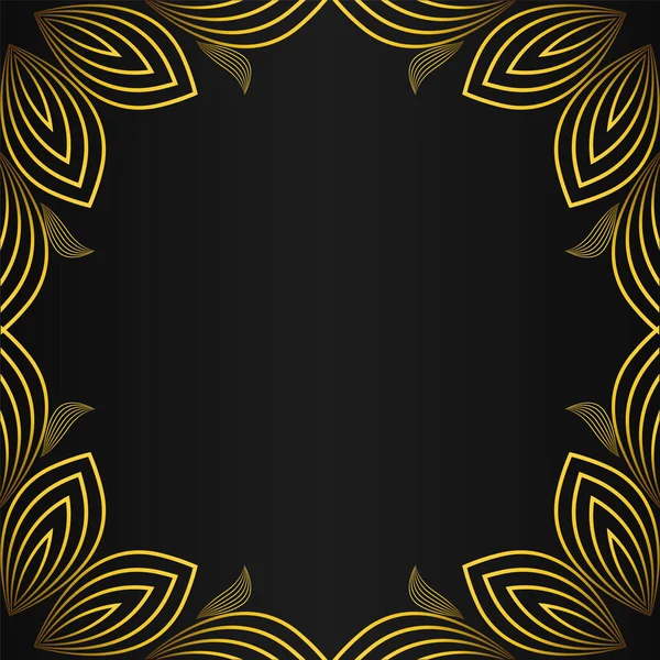 Elegant Gold Floral Frame Decoration Design Black Background — Stock Vector
