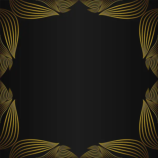 Élégant Cadre Floral Décoration Design Sur Fond Noir — Image vectorielle