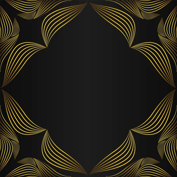 Елегантний Золотий Квітковий Дизайн Рамки Чорному Фоні — стоковий вектор
