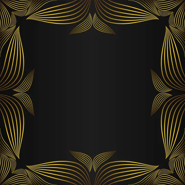 Елегантний Золотий Квітковий Дизайн Рамки Чорному Фоні — стоковий вектор