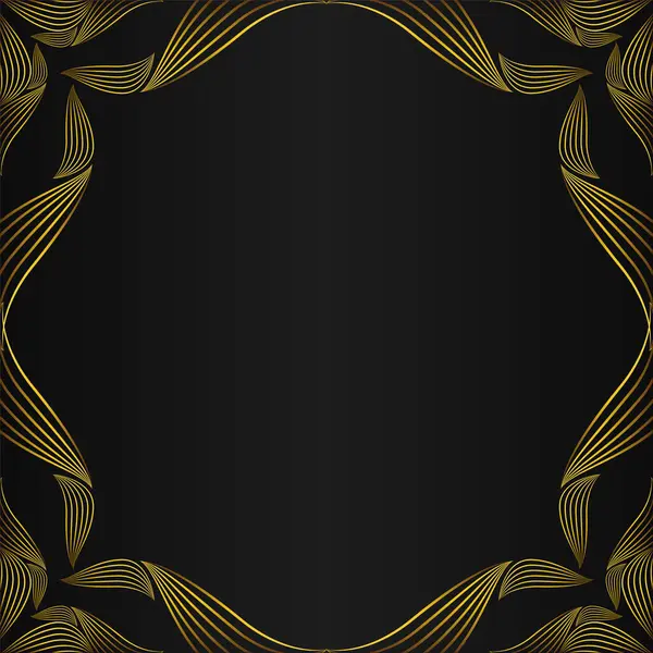 Elegantní Zlatý Květinový Rám Dekorace Design Černém Pozadí — Stockový vektor