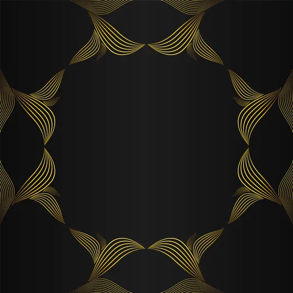 Siyah Arkaplanda Zarif Altın Çiçekli Çerçeve Tasarımı — Stok Vektör