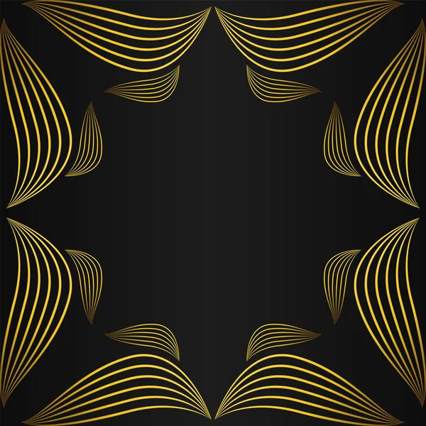 Elegancki Złoty Kwiatowy Design Dekoracji Ramki Czarnym Tle — Wektor stockowy