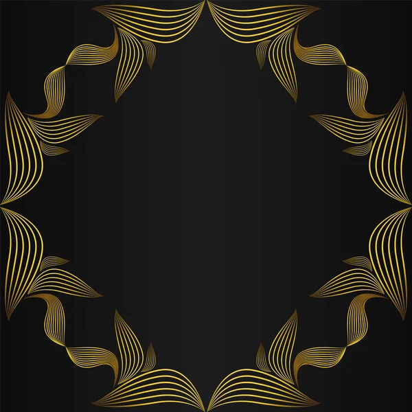 黑色背景的典雅金花框装饰设计 — 图库矢量图片