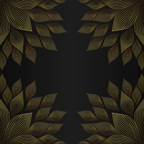 Élégant Cadre Floral Décoration Design Sur Fond Noir — Image vectorielle