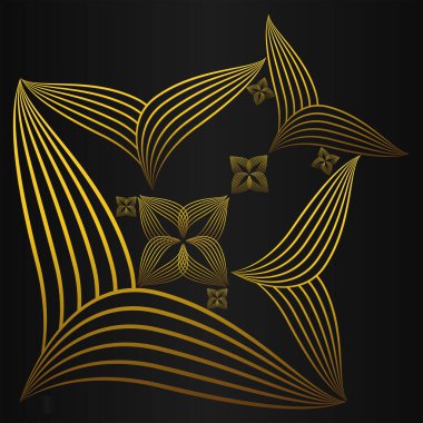 Soyut lüks altın çiçekli süsleme tasarımı