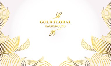 Çiçek ve yaprak süslemeli zarif beyaz altın çiçek arkaplanı