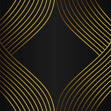 Siyah arkaplan dizaynında altın çizgi çerçeve dekorasyonu 