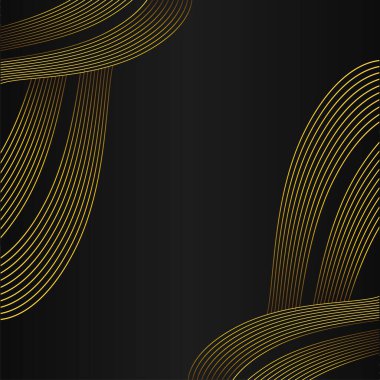 Siyah arkaplan dizaynında altın çizgi çerçeve dekorasyonu 