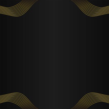 Siyah arkaplan dizaynında altın çizgi çerçeve dekorasyonu 