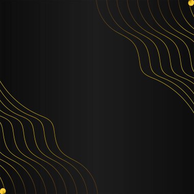Siyah arkaplan dizaynında altın çizgi çerçeve dekorasyonu 