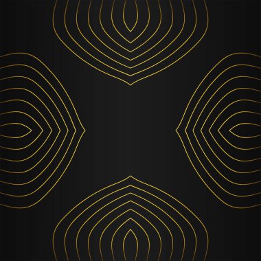 Siyah arkaplan tasarımında soyut altın çizgi çerçeve dekorasyonu 