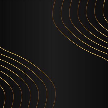 Siyah arkaplan tasarımında soyut altın çizgi çerçeve dekorasyonu 