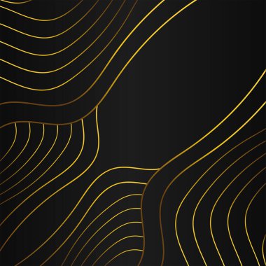 lüks soyut altın çizgi çerçeve dekorasyonu siyah arkaplan tasarımı üzerine 