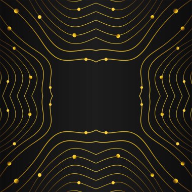 lüks soyut altın çizgi çerçeve dekorasyonu siyah arkaplan tasarımı üzerine 